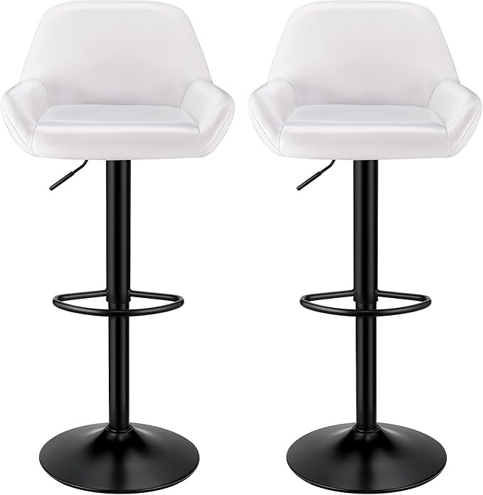 Set of 2 Counter Height Bar Stools,Pu Leather Swivel Adjustable Barstools with Back, Modern Bar C... | Amazon (US)