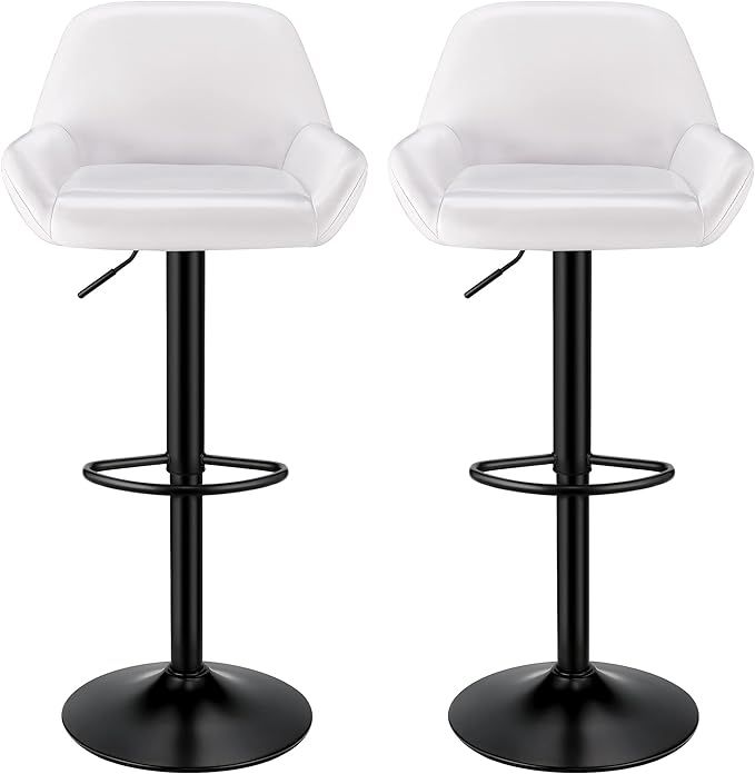 Set of 2 Counter Height Bar Stools,Pu Leather Swivel Adjustable Barstools with Back, Modern Bar C... | Amazon (US)