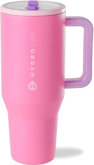 HydroJug Traveler 40oz, Insulated Tumbler with Handle & Straw, Pink Sugar | Amazon (US)