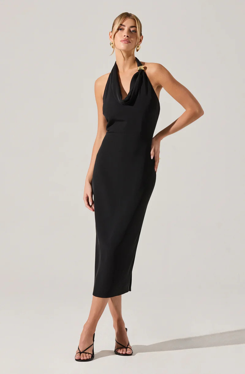 Alanna Halter Cowl Neck Dress - Black / XS | ASTR The Label (US)