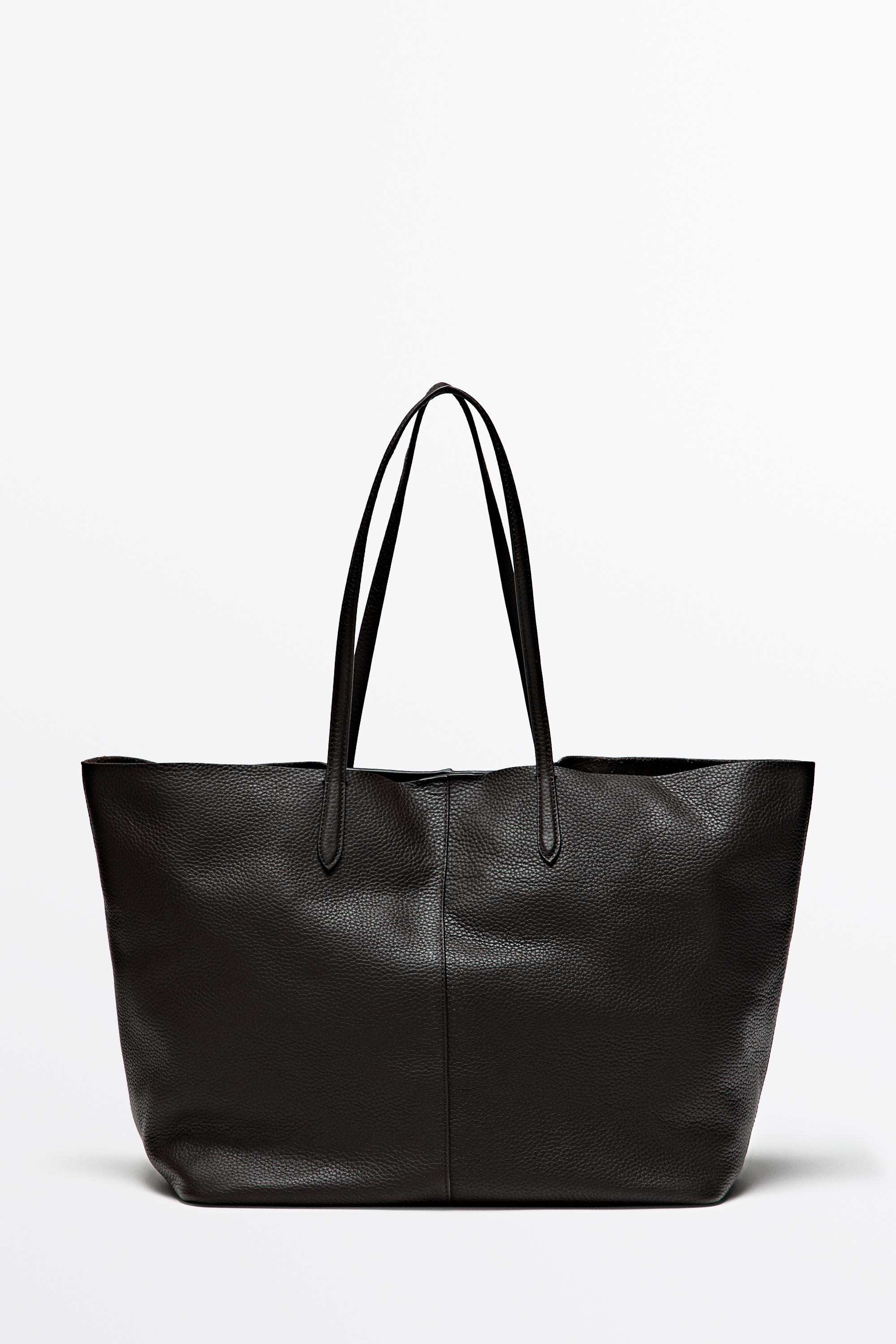 Large Nappa leather tote bag - BROWN | Massimo Dutti US