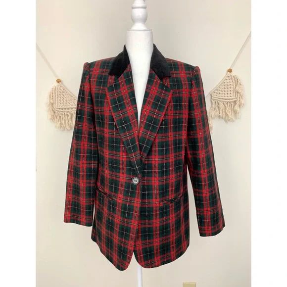 Sag Harbor Wool Blend Festive Holiday Plaid Blazer | Poshmark