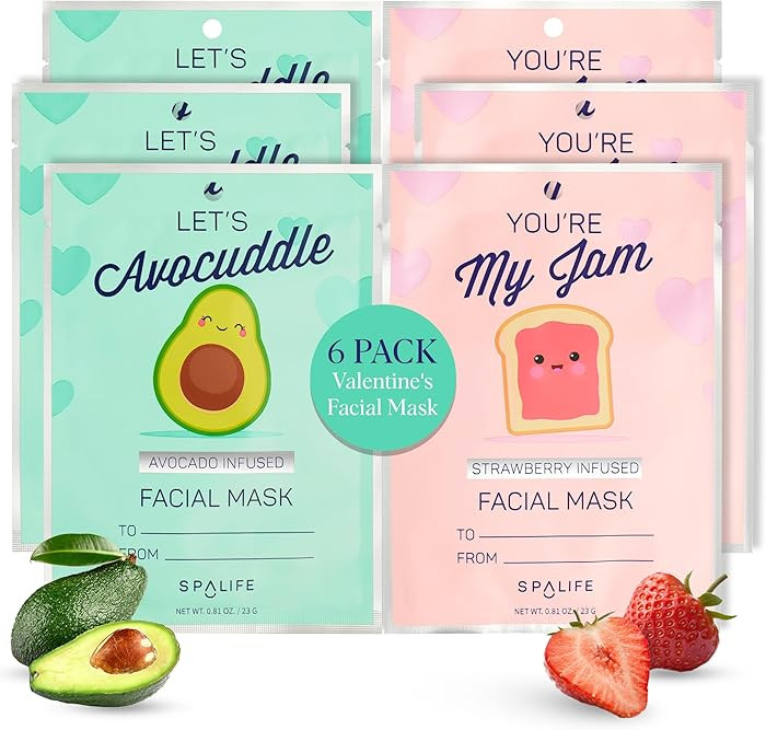 SpaLife Let’s Avocuddle & You're My Jam Valentines Face Masks Bundle | Avocado and Strawberry E... | Amazon (US)