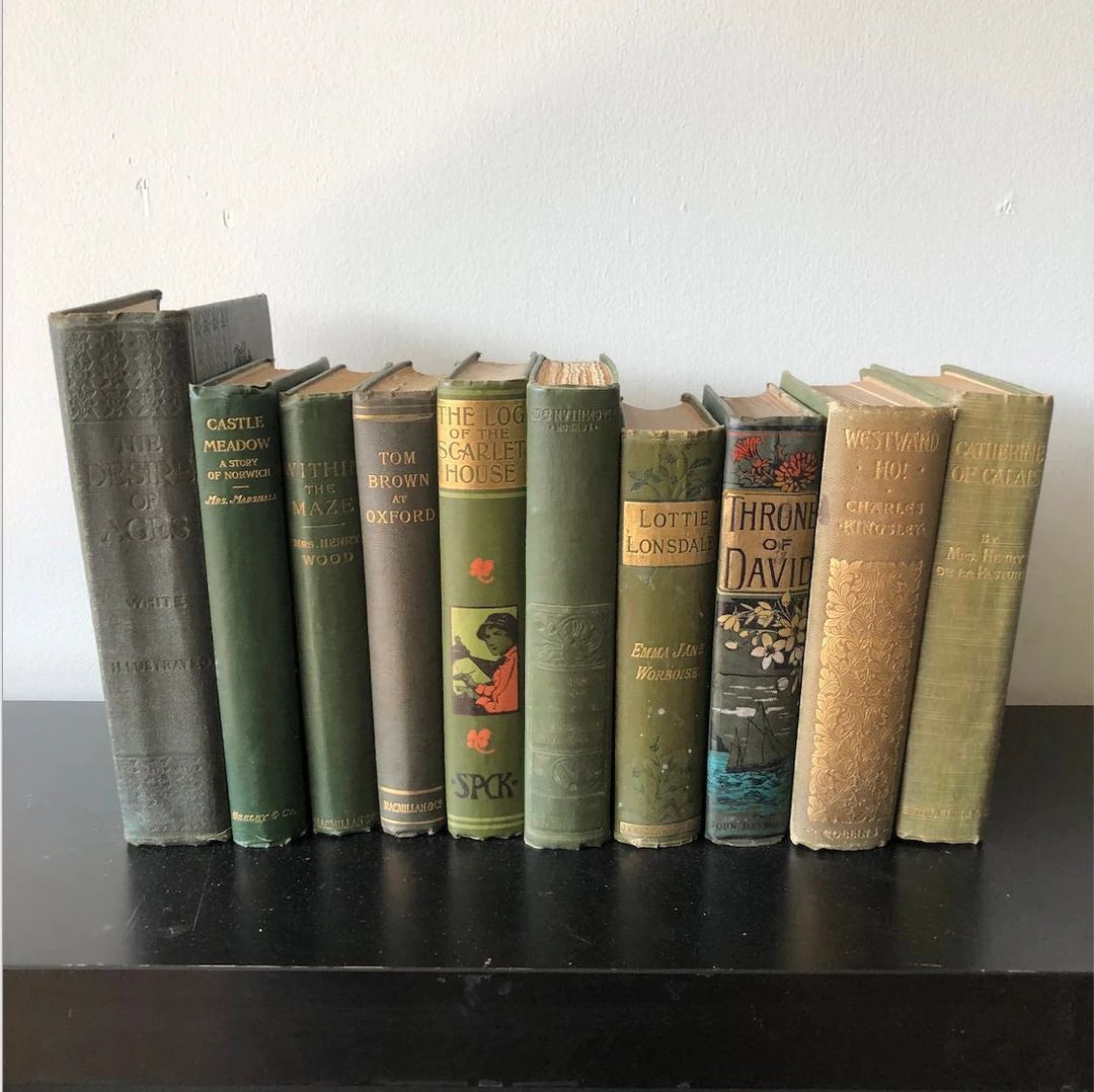 Green Vintage decretive books 50cm in Length, Home Decor, Book Bundle, Decretive Books, Books | Etsy (UK)