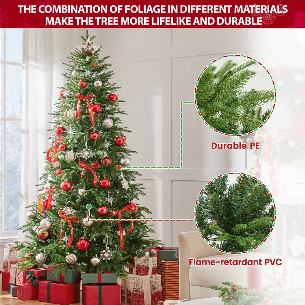 Pre-Lit Christmas Tree with Multicolored LED Lights of 9 Light Modes | Wayfair North America