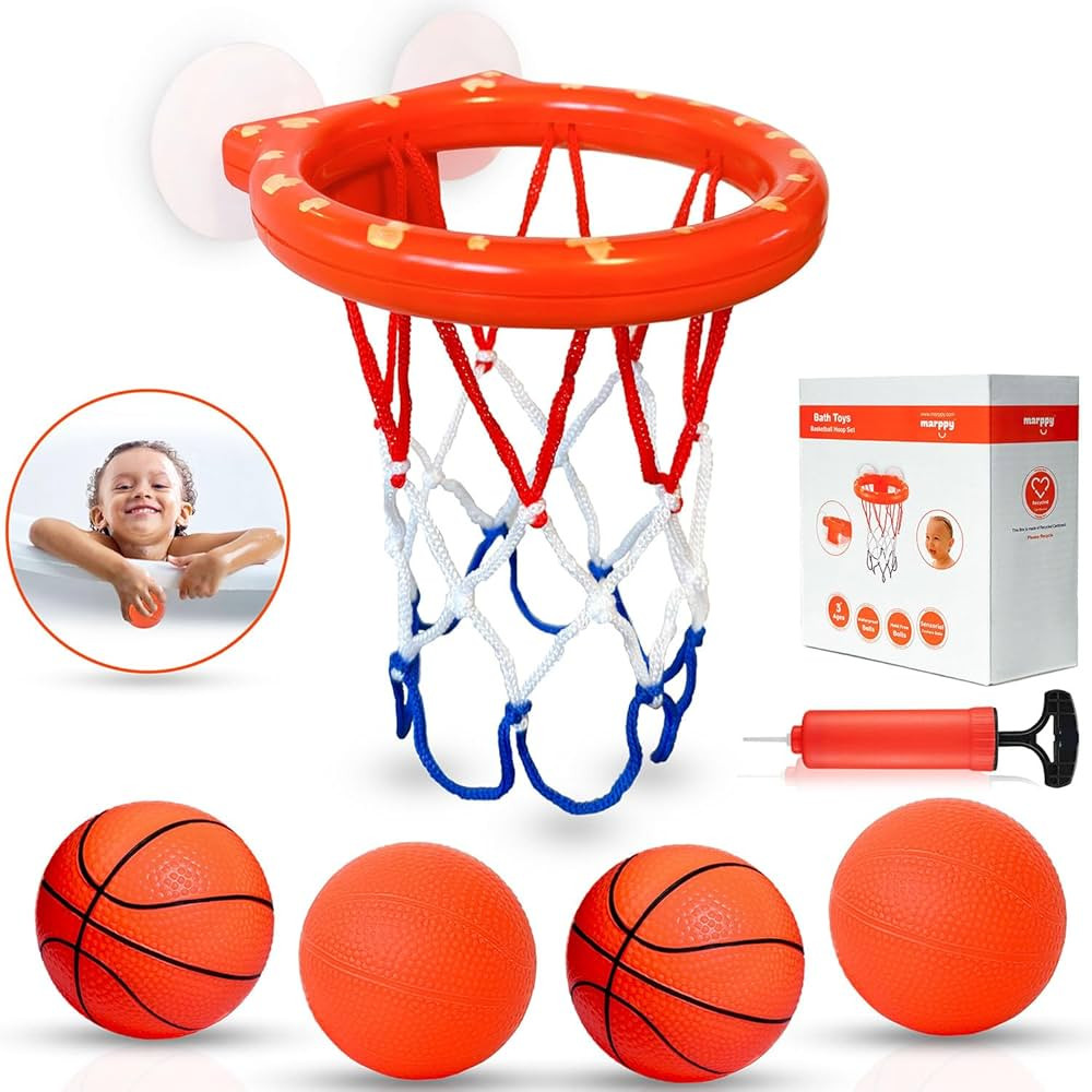 MARPPY Bath Toys - Bathtub Basketball Hoop for Toddlers and Kids - Fun Bathtub and Shower Toys wi... | Amazon (US)