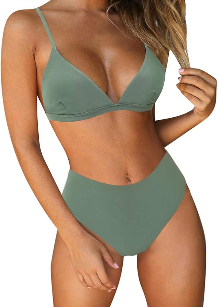 Women Stripe Printing Padded Push up 2 Piece Bikini Sets Swimsuits | Amazon (US)