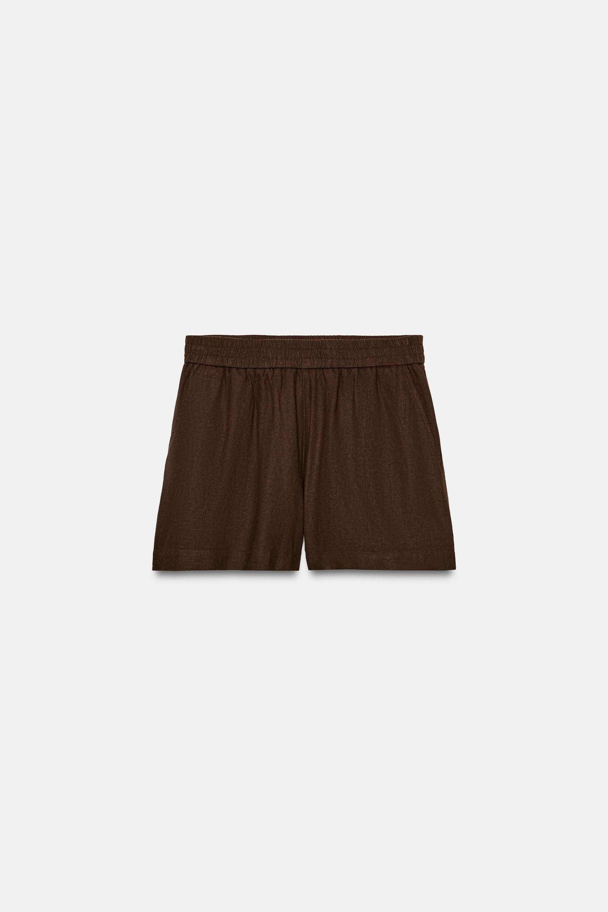 LINEN BLEND BERMUDA SHORTS WITH ELASTIC WAIST | Zara UK