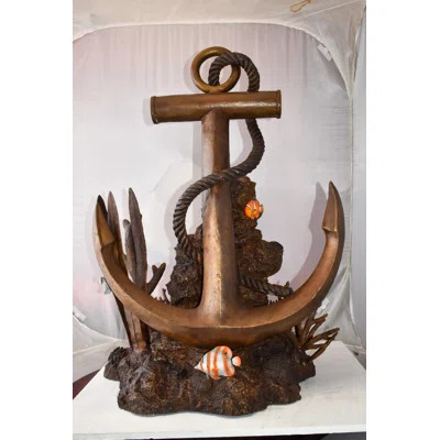 Anchor On Ocean Floor Among Fish Bronze Statue Size: 32" x 27" x 41"H | Wayfair North America