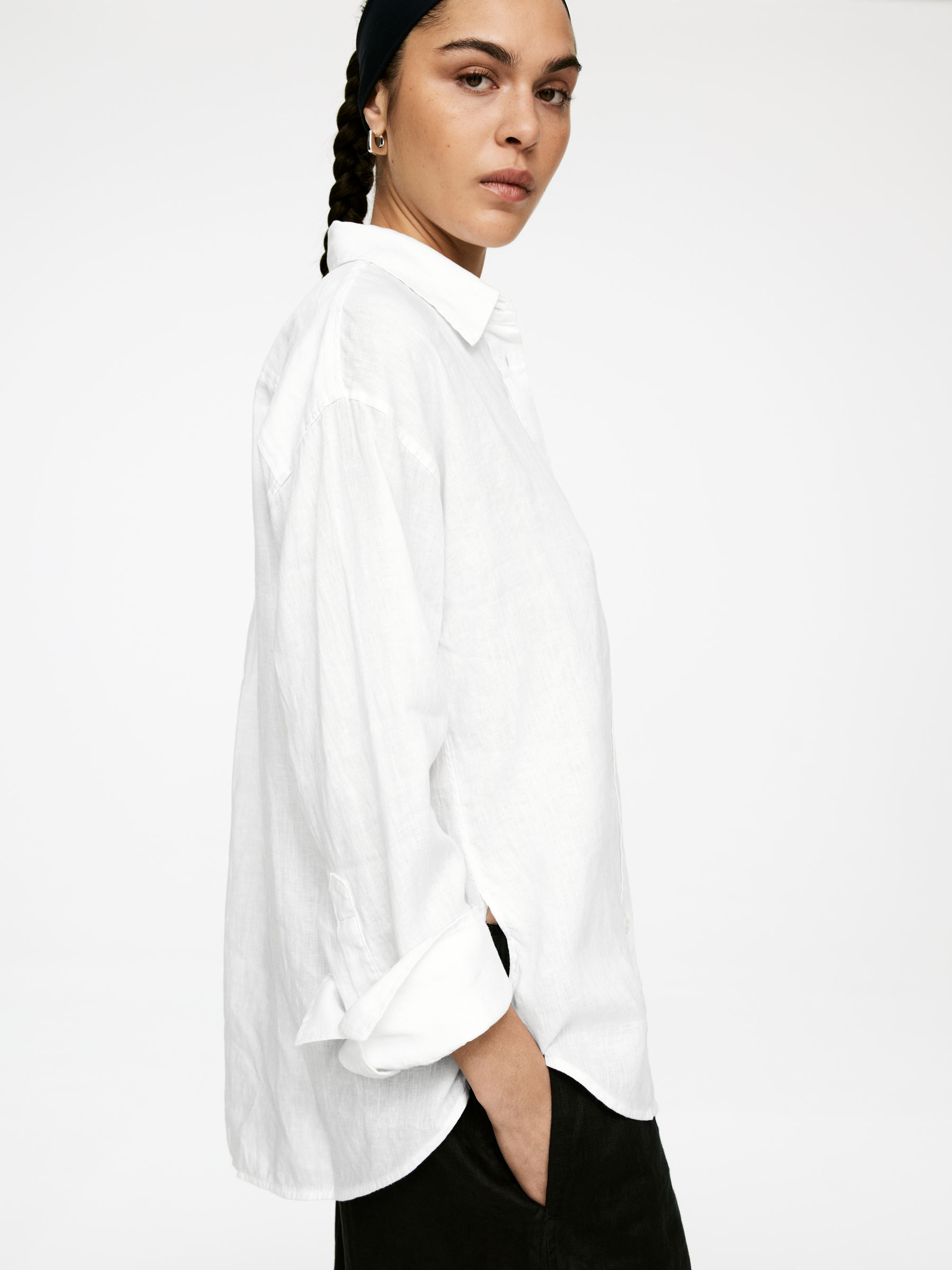 Loose Linen Shirt – White – Women – ARKET GB | Arket UK