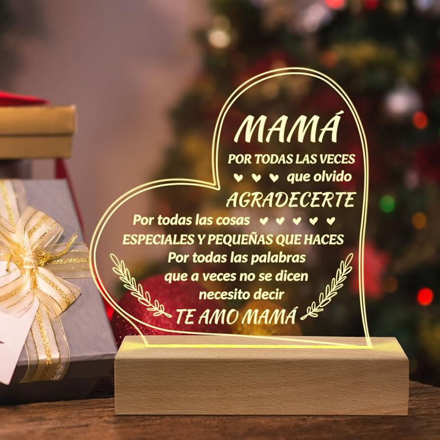 Regalos para el Dia de la Madre - Engraved Wooden Base Lamp, Spanish Mothers Day Gifts, Regalo pa... | Amazon (US)