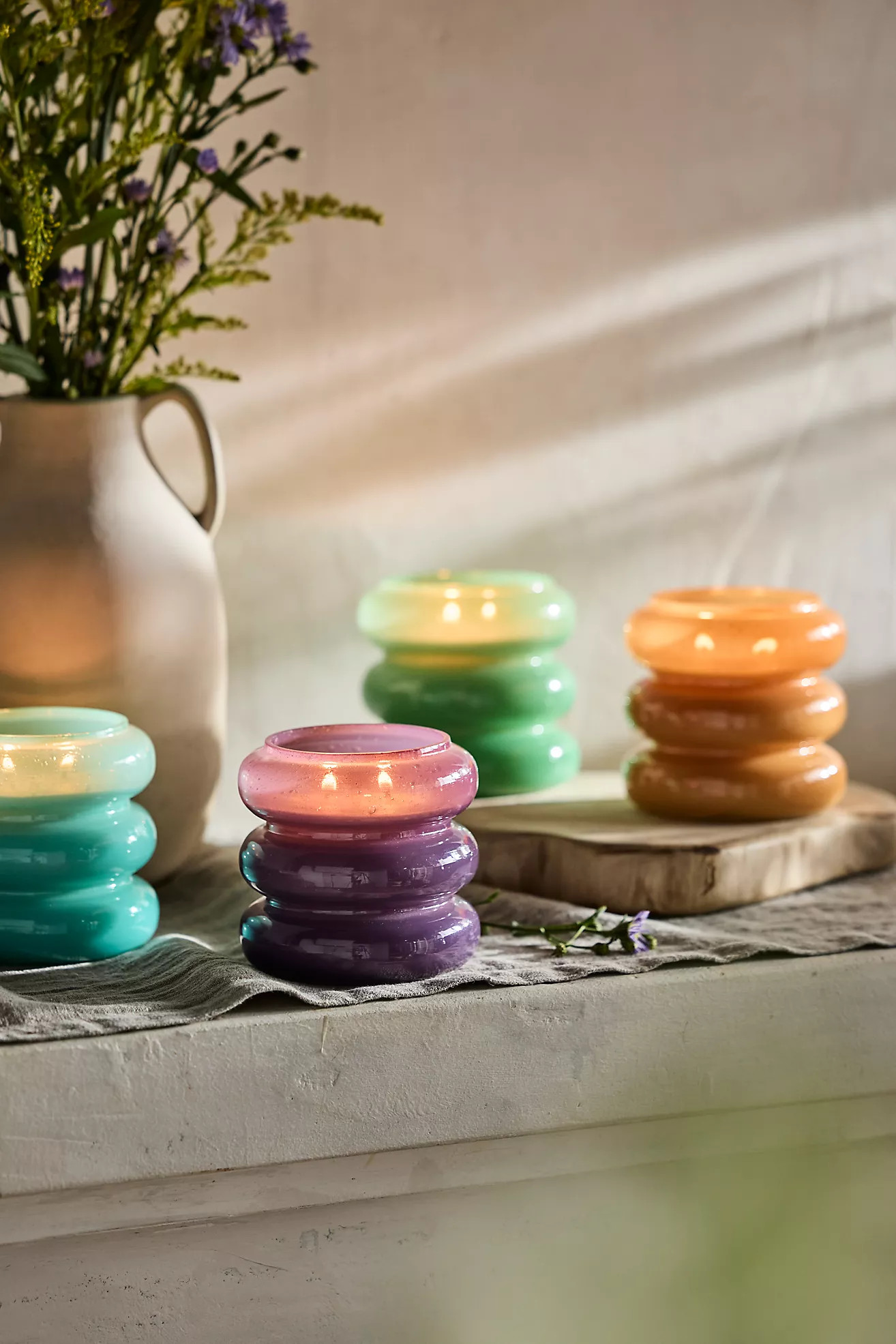 Linnea Milky Glass Rings Candle | Anthropologie (US)