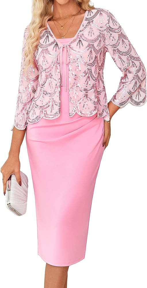 GRACE KARIN 2025 Mother of The Bride Dresses for Women Two Piece with Sequin Jacket Evening Gown ... | Amazon (US)
