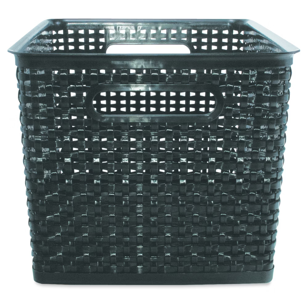 Advantus Weave Bins, 13 7/8 x 10 3/4 x 8 3/4, Plastic, Black, 2 Bins | Target