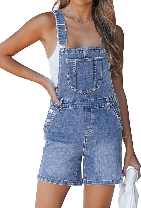 luvamia Denim Overalls for Women Loose Fit Baggy Jean Shorts Overall Bib Summer Casual Stretchy A... | Amazon (US)