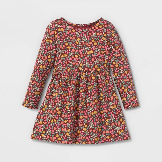 Toddler Girls' Printed Knit Long Sleeve Dress - Cat & Jack™ | Target