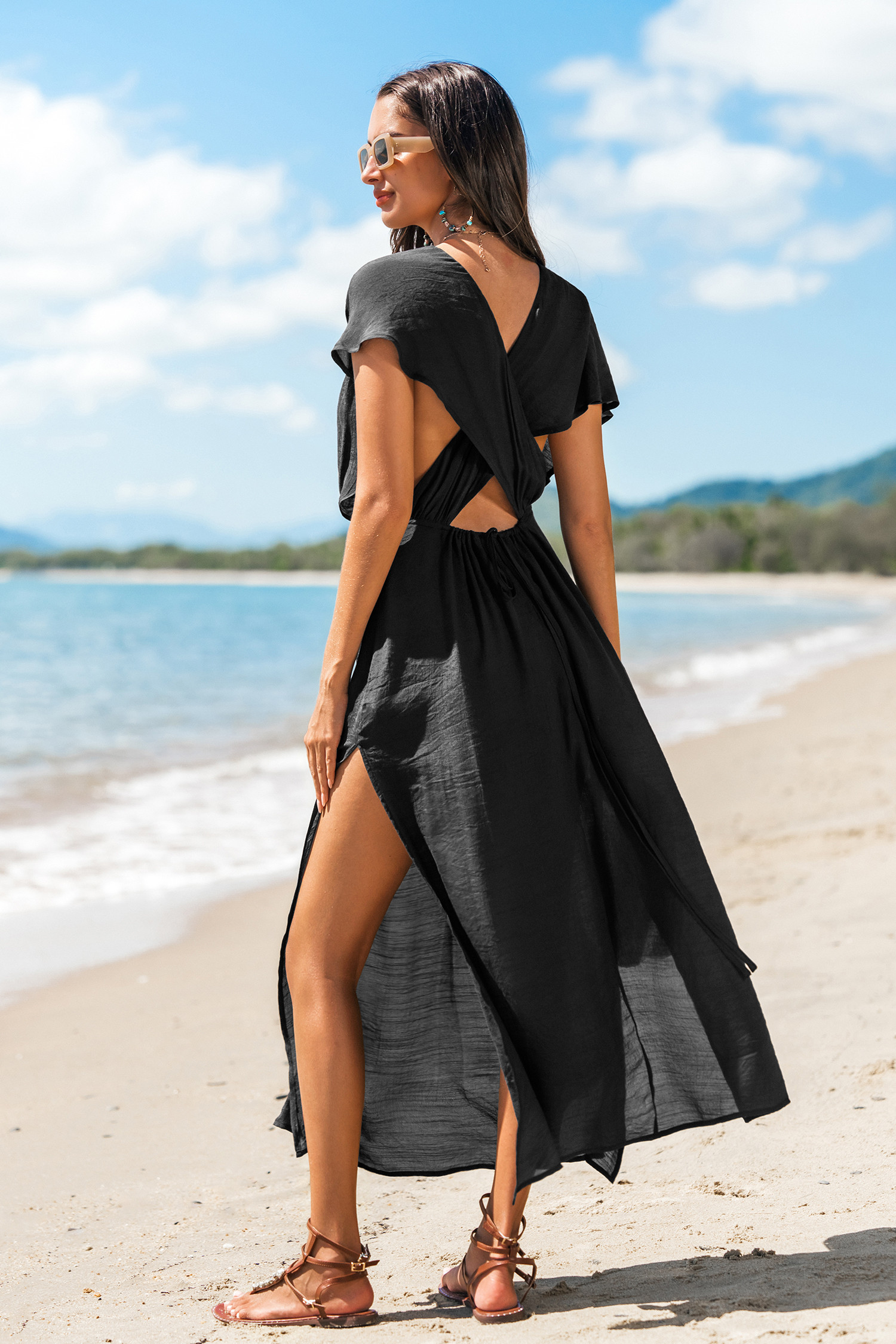 Silky Sands Black Cover-Up Maxi Dress | Cupshe US