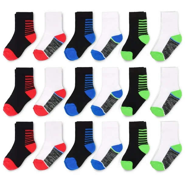 Fruit of the Loom Baby and Toddler Boys Cushion Crew Socks, 18-Pack | Walmart (US)