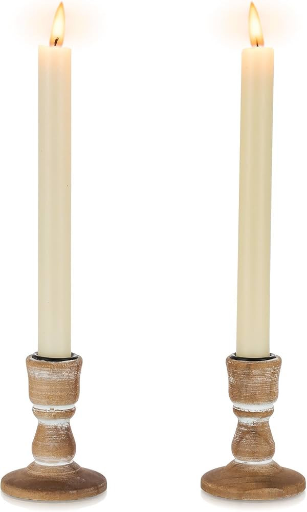 Candle Holders for Candlesticks, Wood Taper Candle Holders, Set of 2 Candle Holders for Table Cen... | Amazon (US)
