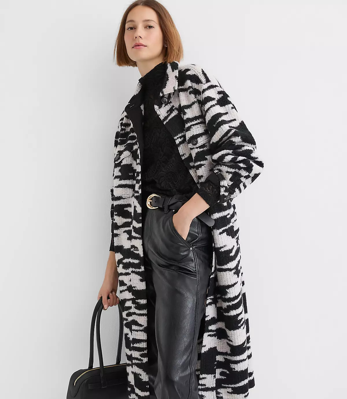 Tall Geo Boucle Oversized Shirt Jacket | LOFT