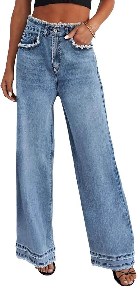 LBDLONGBIDA Women's Wide Leg Jeans Stretchy High Waisted Baggy Jeans for Woman 2026 Trendy Loose ... | Amazon (US)