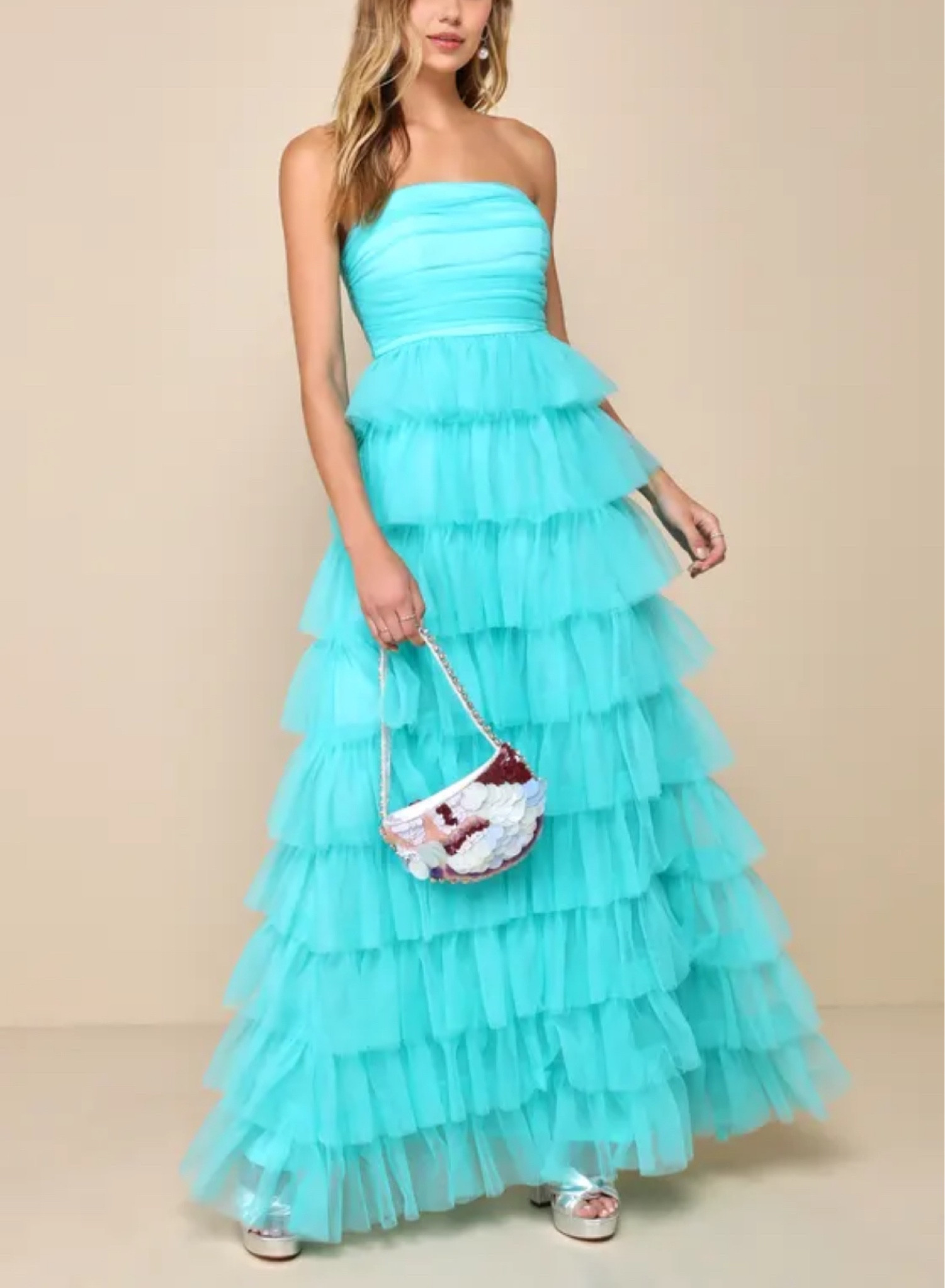 turquoise green dress for wedding guest Turquoise Beach Bridesmaid Dresses ,High Low Modest Chiffon Long Weddi main image 0
