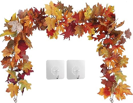 Amazon.com: 2 Pack Fall Maple Leaf Garland Hanging Fall Leaves Vine Artificial Autumn Garland Tha... | Amazon (US)