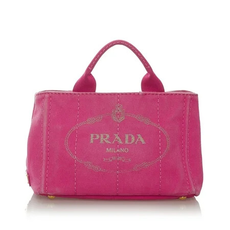 Pre-Owned Prada Canapa Logo Satchel Canvas Fabric Pink | Walmart (US)