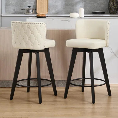Swivel Upholstered Solid Wood Counter Stool | Wayfair North America