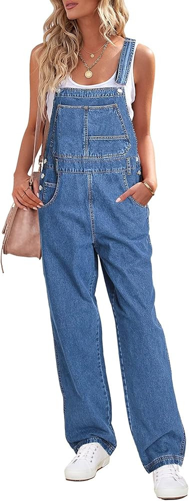 luvamia Overalls Women Loose Fit Denim Bib Baggy Overall Jumpsuit Straight Wide Leg Stretchy Jean... | Amazon (US)