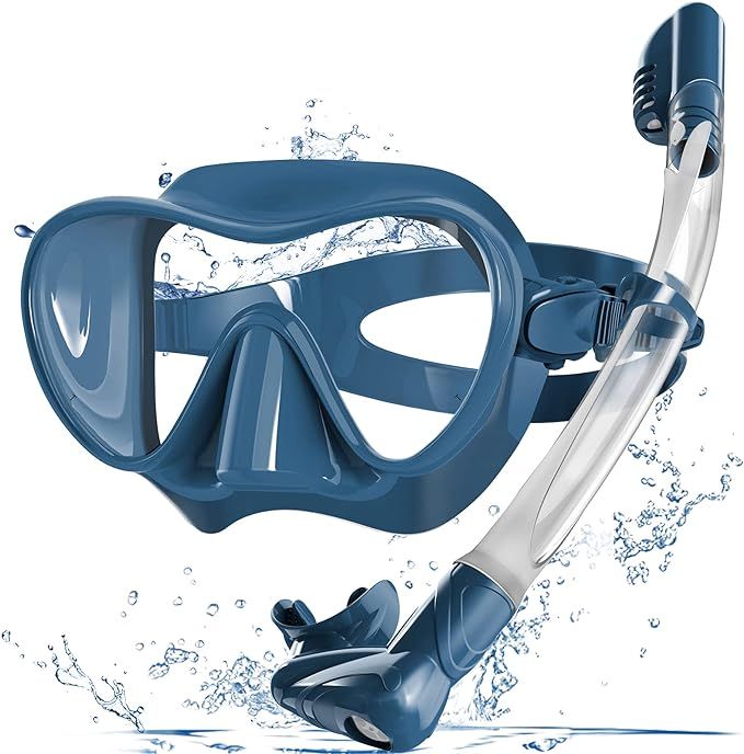 Bairuifu Snorkel Mask, 100% Food-Grade Silicone Snorkel Set Anti-Fog Tempered Glass Scuba Mask, S... | Amazon (US)