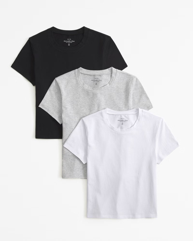 Women's 3-Pack Essential Baby Tees | Women's | Abercrombie.com | Abercrombie & Fitch (US)