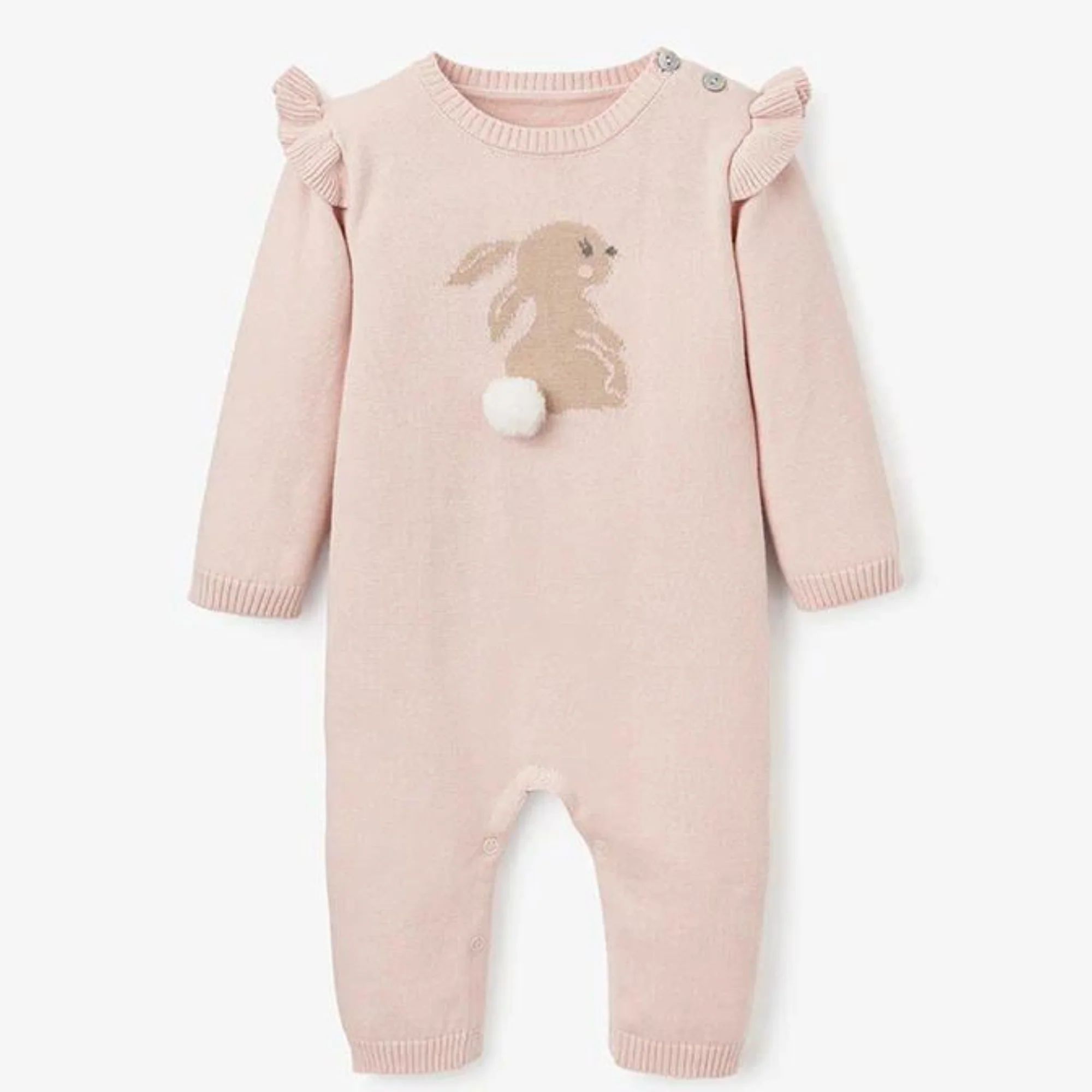 Cotton Knit Baby Jumpsuit, Bunny | SpearmintLOVE