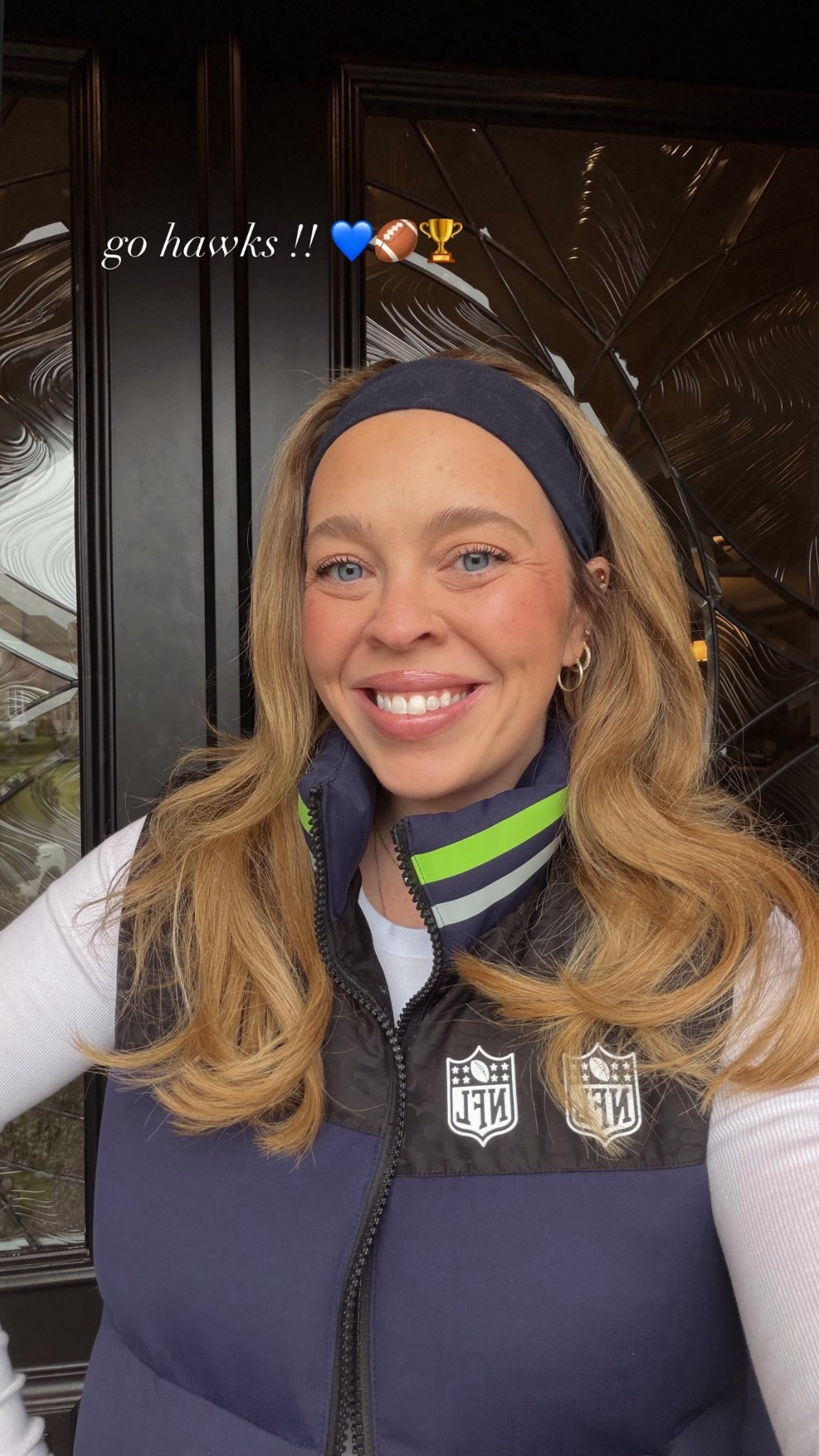 Seattle Seahawks Game Day Vest 💙💚 Currently sold out but linked a similar one from the same brand!! Go HAWKS 🏈🏆 Wearing a size Medium! 

#LTKootd #LTKSeasonal