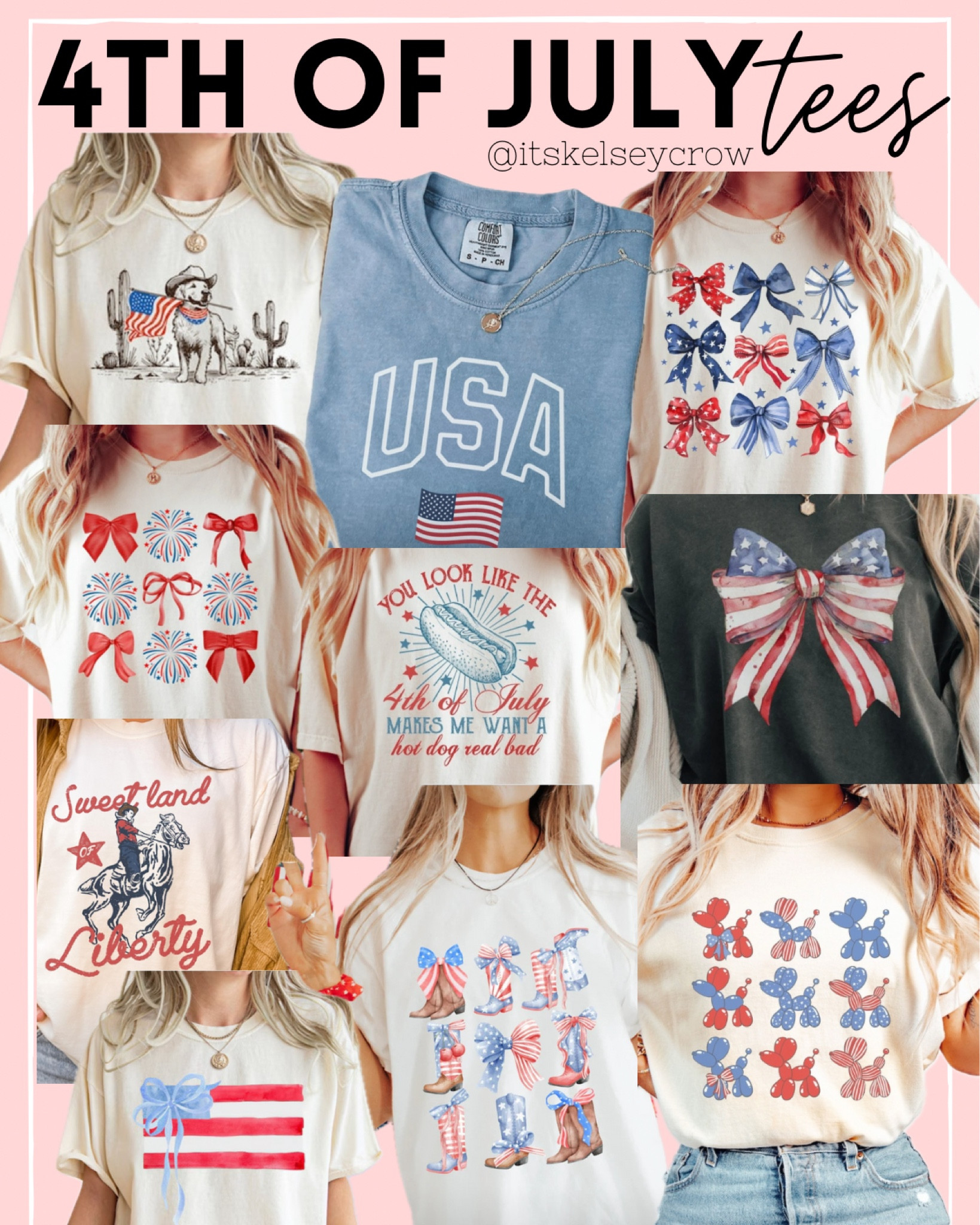 So many cute tees for the Fourth of July!!

Patriotic
Bows
4th 
USA 
America
Olympics
Coquette
Red white & bluee

#LTKSaleAlert #LTKSummerSales #LTKSeasonal