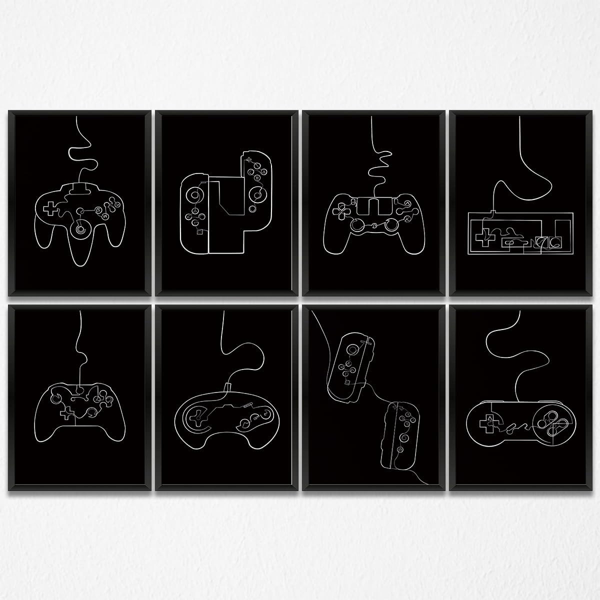 8 Pcs Abstract Line Gaming Wall Art Prints Boys Room Decor Game Room Decor Gamer Funny Wall Decor... | Amazon (US)