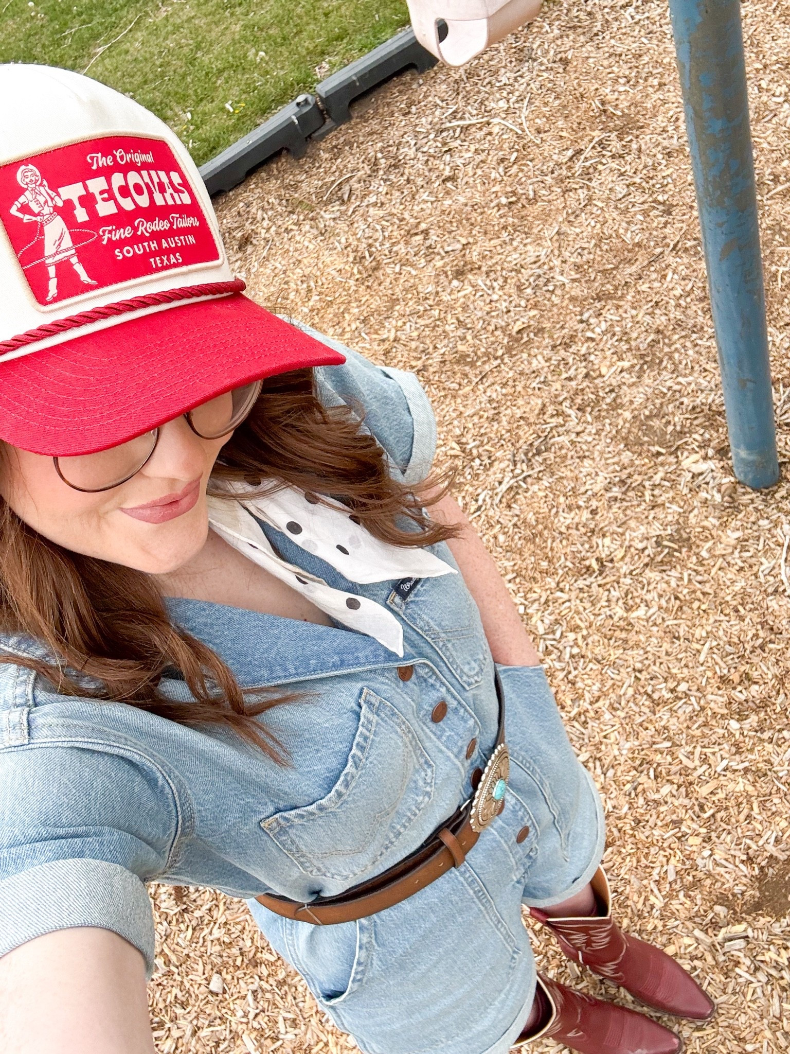 Western casual outfit ideas just got a summer upgrade 🤠 Denim on denim + cowboy boots + a Tecovas trucker hat = the country girl aesthetic we’re all chasing this season. This is your sign to style denim shorts with boots — the concho belt and bandana neck scarf pull the whole western fashion look together effortlessly. Perfect for country concerts, summer festivals, or a casual western outfit for everyday wear. Everything is linked below including this Tecovas hat (it goes fast!), my Wrangler denim shorts, brown cowboy boots, and all the accessories! 🤍🌵

#WesternFashion #CowgirlStyle #CountryGirlAesthetic #DenimOnDenim #WesternOutfit #TecovasHat #CowboyBoots #CountryConcertOutfit #WesternCasual #SummerOutfitIdeas #CowgirlAesthetic #FestivalOutfit #WesternLifestyle #ClassyCowgirl #DenimShorts #TruckerHat #WesternWear #BootsAndDenim #CountryStyle #OutfitInspo

#LTKootd #LTKSeasonal #LTKPetite