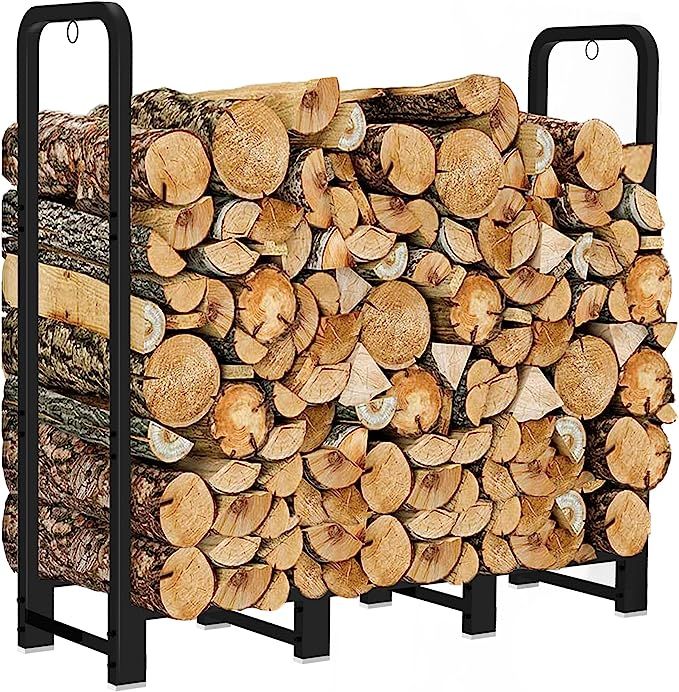 Artibear Firewood Rack Stand 4ft Heavy Duty Logs Holder for Outdoor Indoor Fireplace Metal Wood P... | Amazon (US)