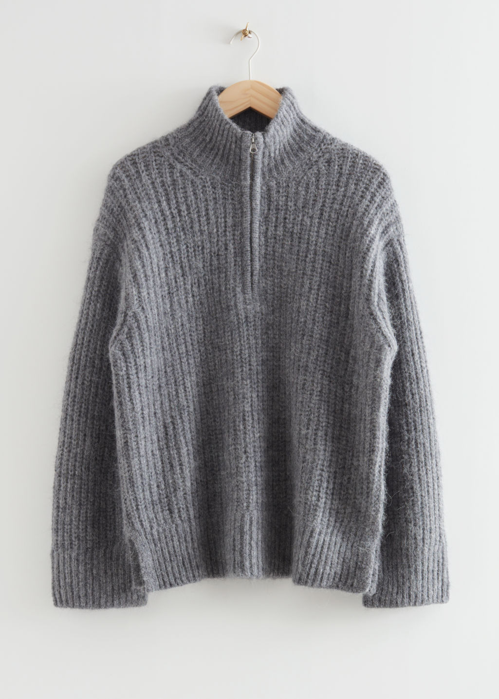 Cable Knit Zip Sweater - Grey | & Other Stories US