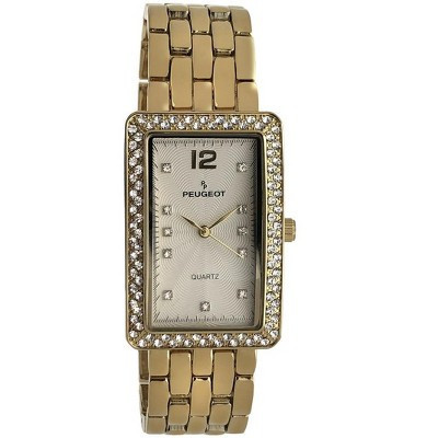Peugeot Women's 40x25mm Gold Bracelet Watch with Crystal Bezel | Target