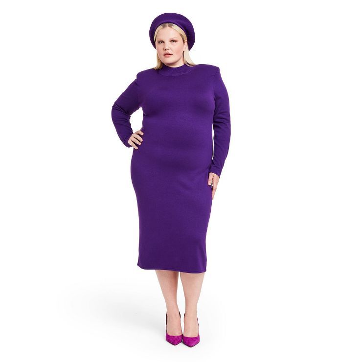 Women's Strong Shoulder Sweater Midi Dress - Sergio Hudson x Target Purple | Target