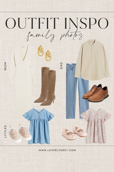 Loverly Grey spring family photo outfit ideas. I love this girls floral dress and gorgeous knee high boots. 

#LTKfamily #LTKSeasonal #LTKstyletip