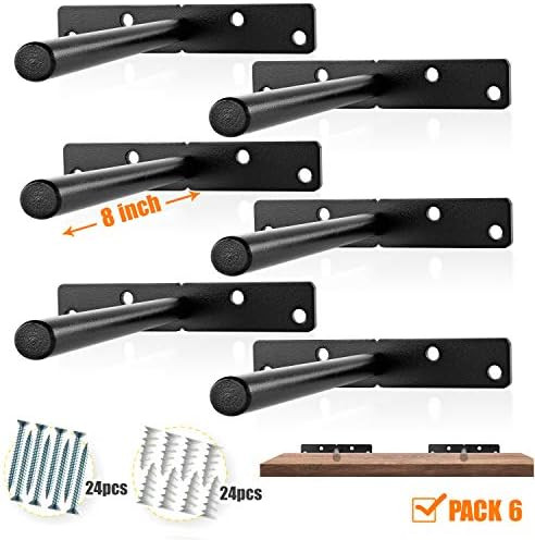 BATODA - 8" Heavy Duty Floating Shelf Bracket (6 pcs) – Solid Steel Blind Shelf Supports - Hidd... | Amazon (US)