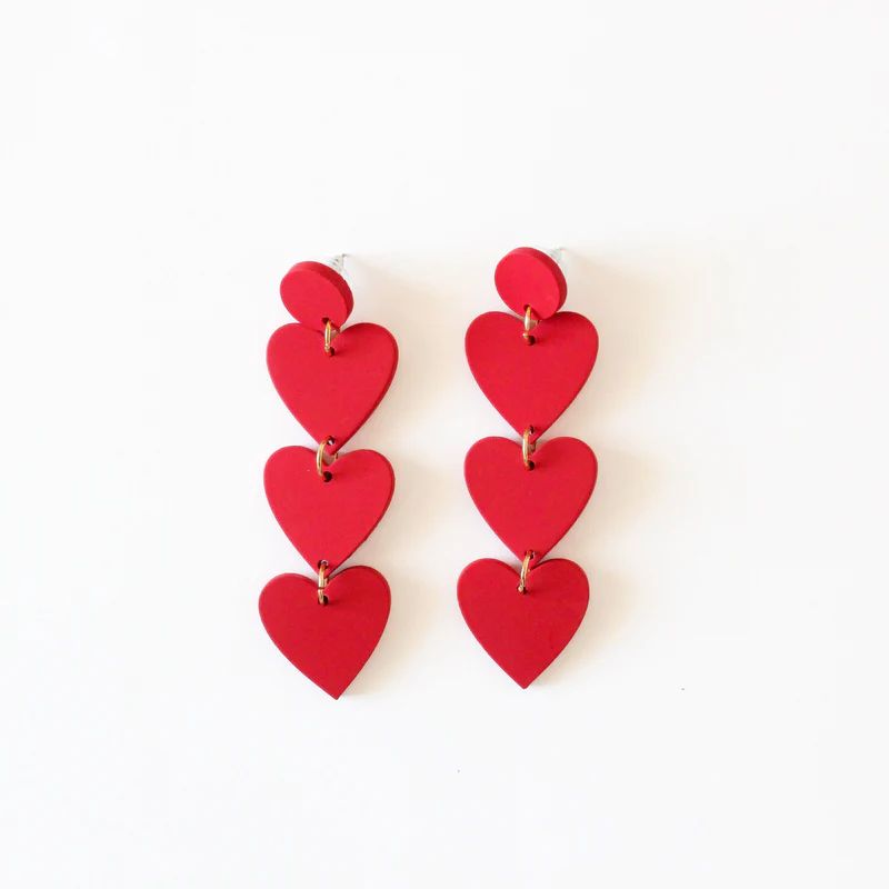 Red Drop Heart Earrings | Sunshine Tienda
