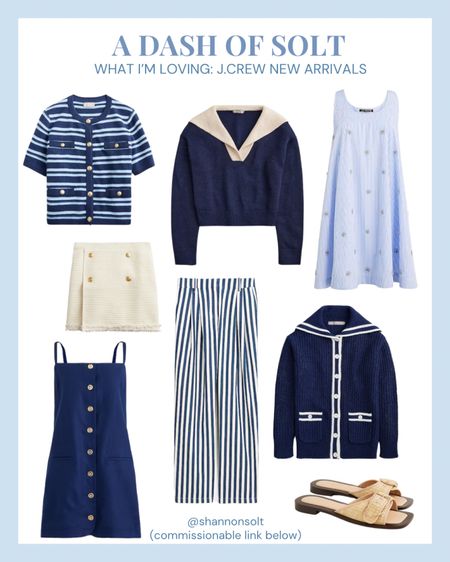 New summer arrivals from J.Crew! Very Parisian coastal vibe ⚓️

J.Crew, preppy style, summer sweater, summer dress, linen, linen dress, linen pants, striped pants, blue and white, navy and white, slide sandals 

#LTKSeasonal #LTKstyletip