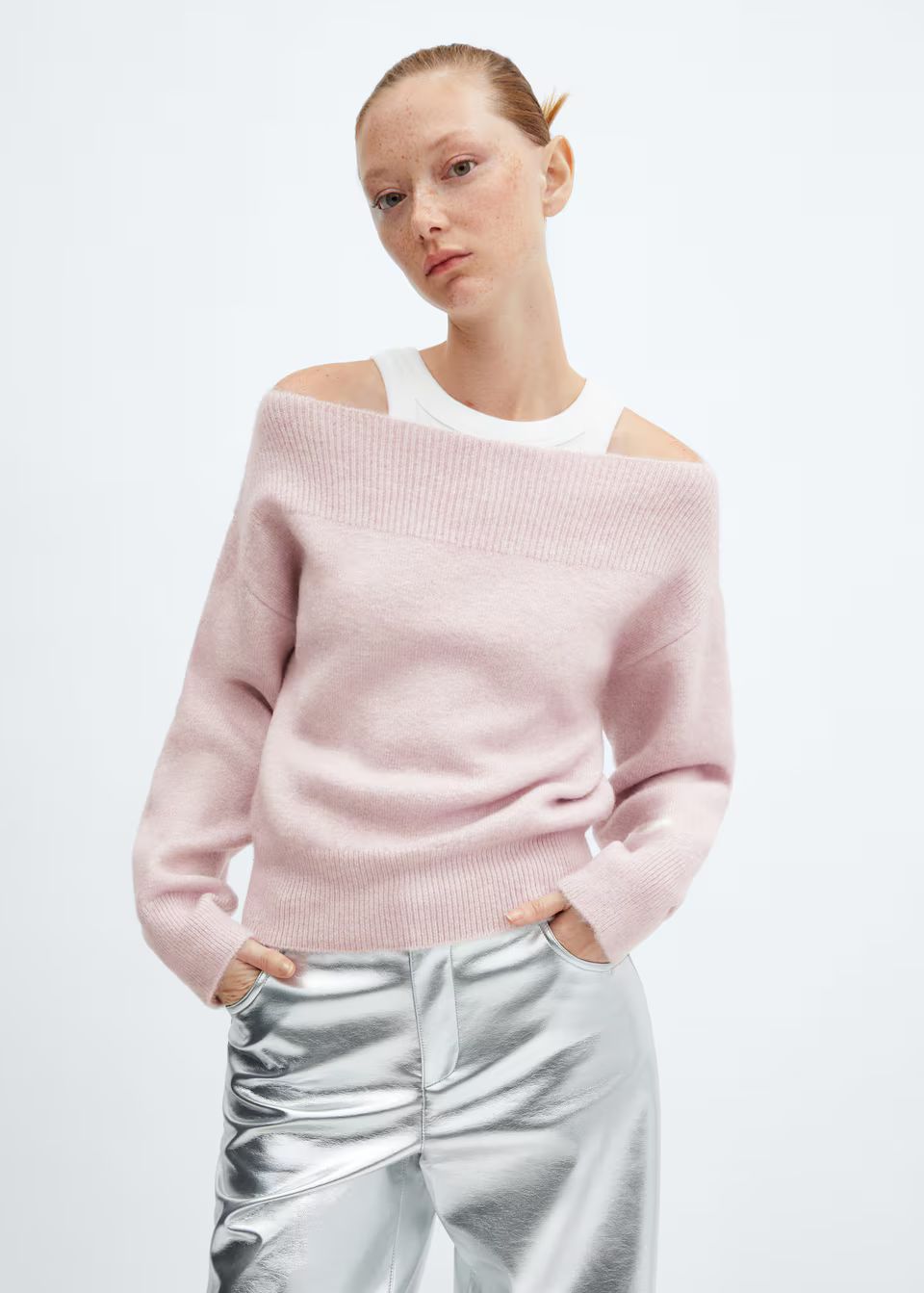 Boat-neck knitted sweater | MANGO (US)