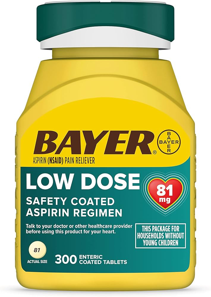 Bayer Aspirin Low Dose 81 mg, Enteric Coated Tablets, Doctor Recommended, Secondary Prevention of... | Amazon (US)