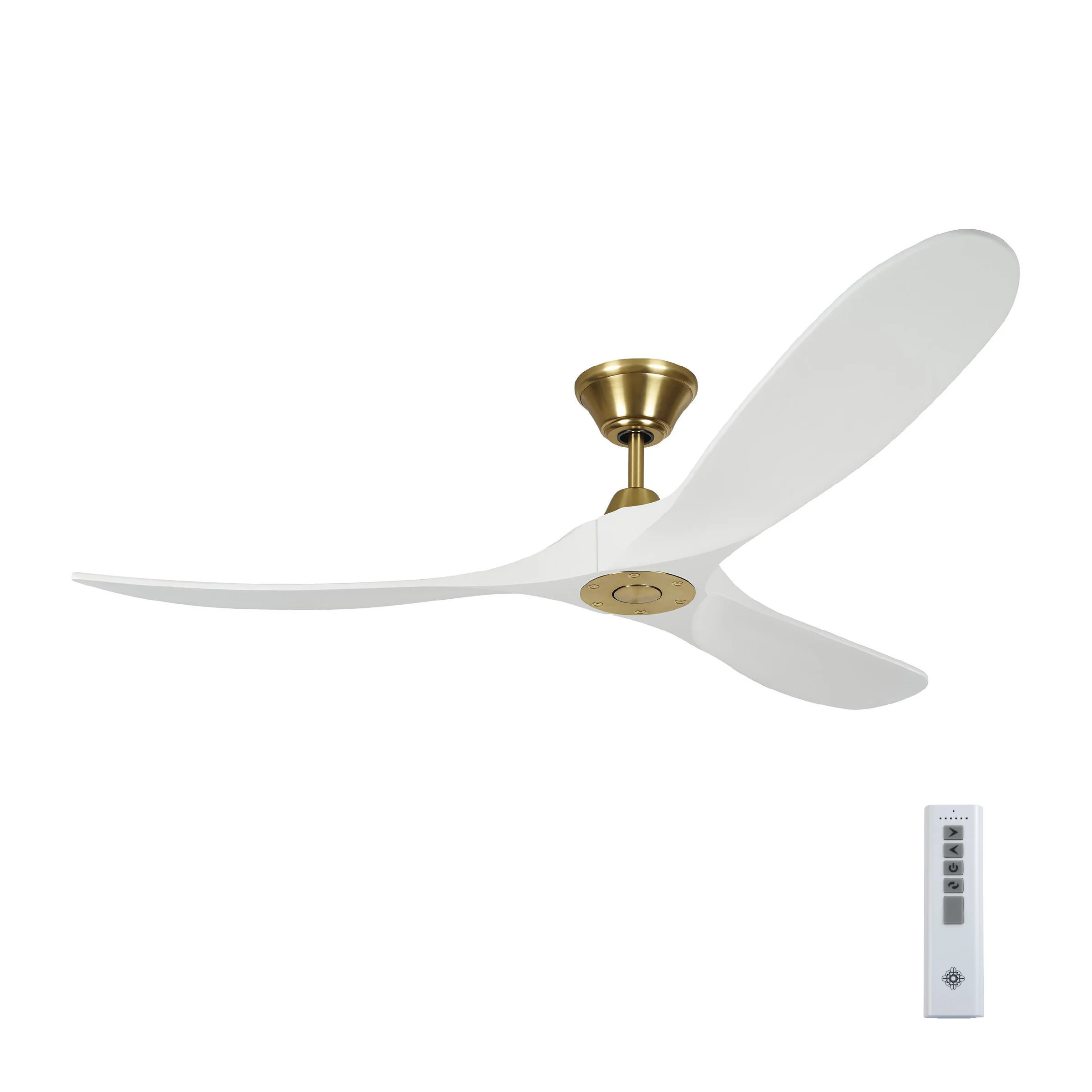 Generation Lighting Maverick 60-in Outdoor Burnished Brass with Matte White Blades Ceiling Fan Without Light - Remote Included ( 3 -Blade ) | Lowe's