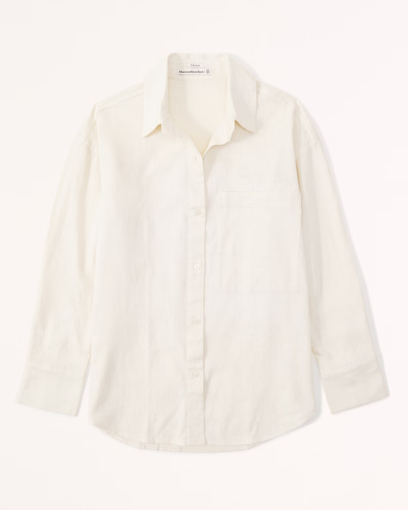 Oversized Linen-Blend Shirt | Abercrombie & Fitch (US)