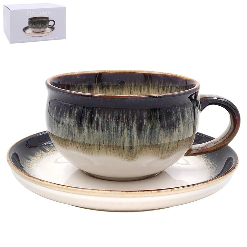 Lesser & Pavey Reactive Glaze Cup and Saucer Set | Lovely Tea Cup Set Perfect for Any Home or Off... | Amazon (UK)